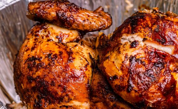 Beer can chicken on electric smoker