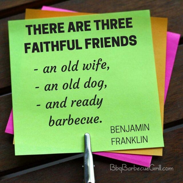 There are three great friends an old wife, an old dog, and ready barbecue. - Benjamin Franklin